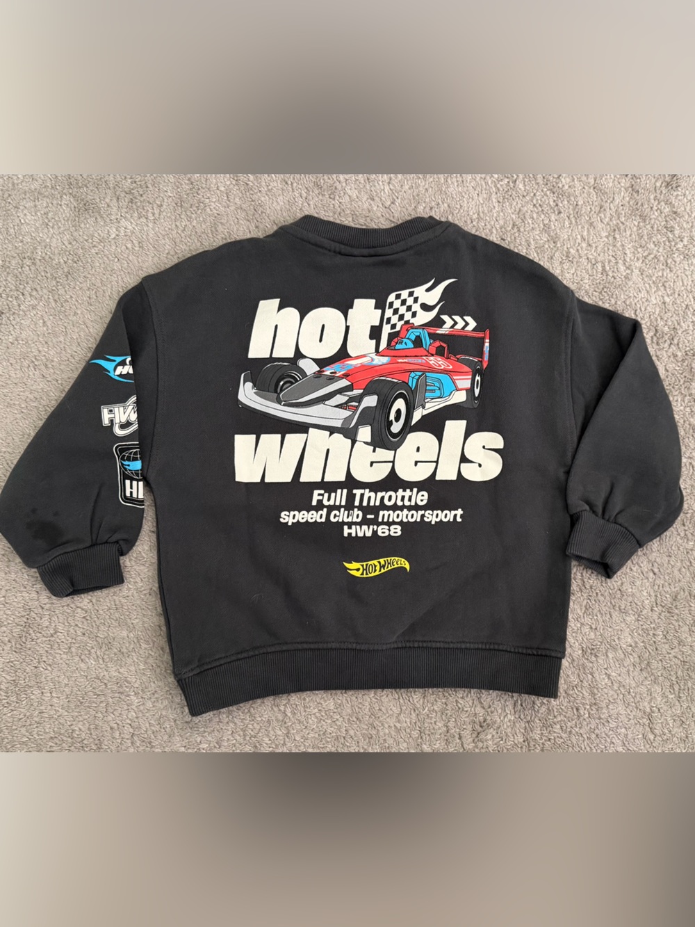 Zara Hot Wheels Gray Kids Sweatshirt with Multicolor Graphics - Picture 2 of 3
